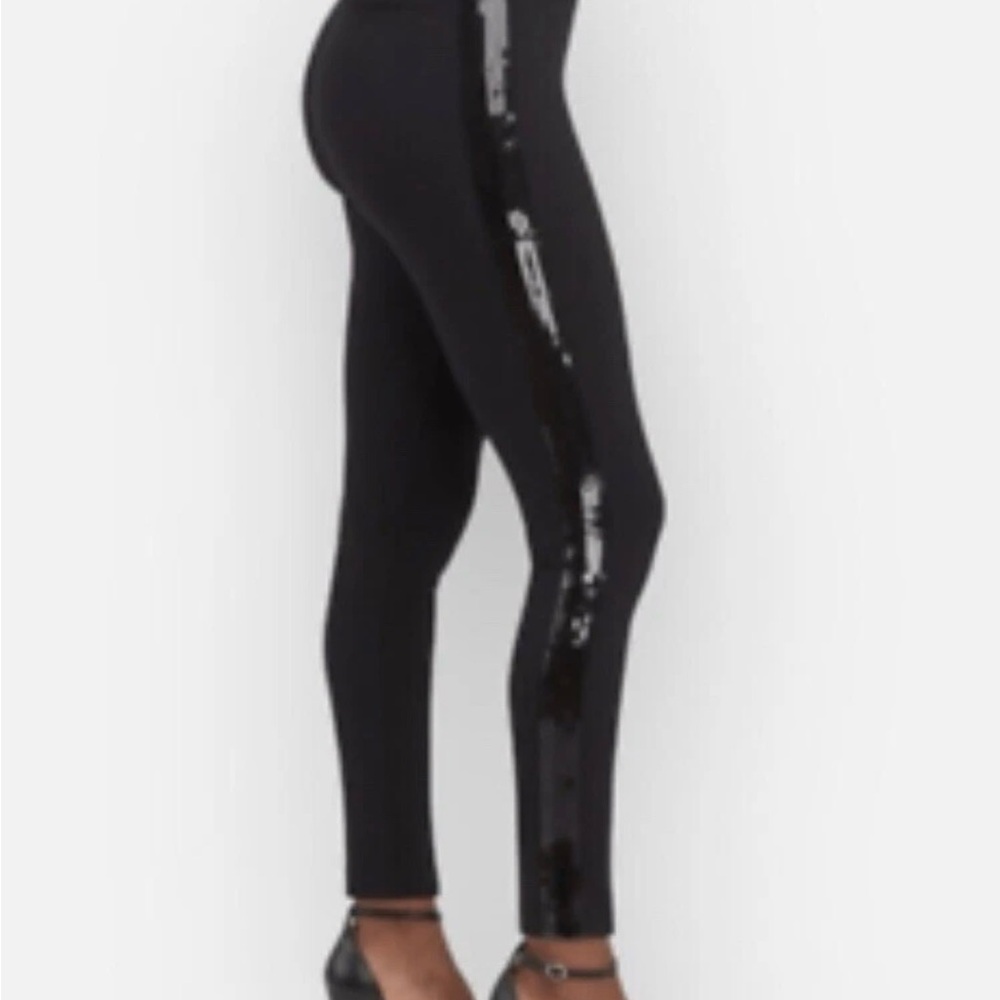 SPANX Ponte Skinny Black Pant with Sequin Detail Size Medium NWT